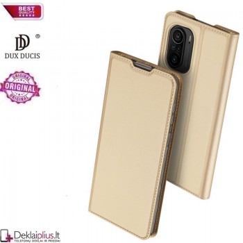 Dux Ducis dirbtinės odos atverčiamas dėklas - auksinės spalvos (telefonui Xiaomi Poco F3/Mi 11i)